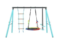 Buitenspellen Metalen Frame - In Hoogte Verstelbare Schommel- En Klimladder - Geschikt Voor Kinderen Vanaf 3 Jaar - Blauw-ModernLuxe Outlet