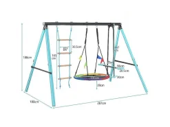 Buitenspellen Metalen Frame - In Hoogte Verstelbare Schommel- En Klimladder - Geschikt Voor Kinderen Vanaf 3 Jaar - Blauw-ModernLuxe Outlet
