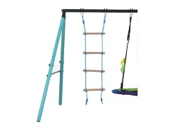Buitenspellen Metalen Frame - In Hoogte Verstelbare Schommel- En Klimladder - Geschikt Voor Kinderen Vanaf 3 Jaar - Blauw-ModernLuxe Outlet