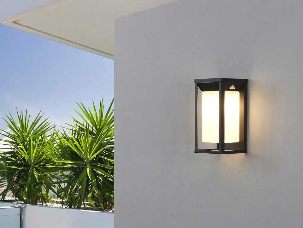 Buitenwandlamp Op Zonne-Energie Met Led - L. 15 X H. 30 Cm - Metaal - Zwart - Fozzano-SOLARGEO Outlet