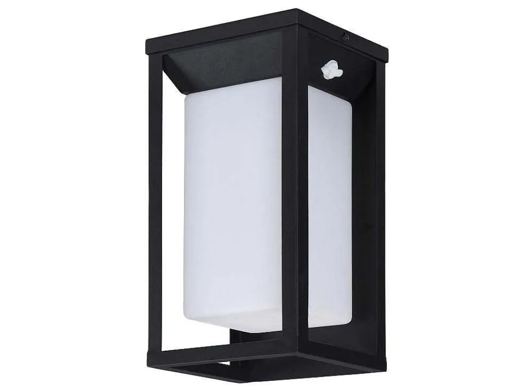 Buitenwandlamp Op Zonne-Energie Met Led - L. 15 X H. 30 Cm - Metaal - Zwart - Fozzano-SOLARGEO Outlet