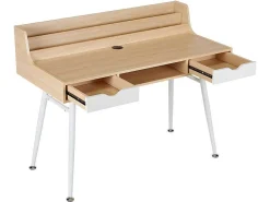 Bureau Larcos Met Opbergruimte - Eik & Wit-Vente-unique New