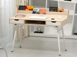 Bureau Larcos Met Opbergruimte - Eik & Wit-Vente-unique New