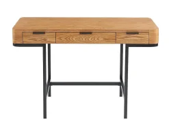 Bureau Met 3 Lades - Mdf En Metaal - Naturel En Goudkleurig - Lisela-Vente-unique Outlet