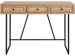 Bureau Met 3 Lades - Mdf En Metaal - Kleuren: Naturel En Zwart - Akivi-Vente-unique Discount