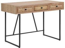 Bureau Met 3 Lades - Mdf En Metaal - Kleuren: Naturel En Zwart - Akivi-Vente-unique Discount