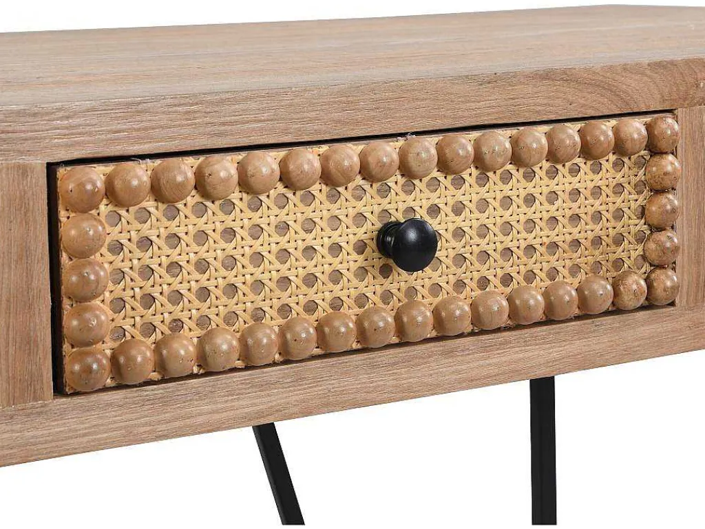 Bureau Met 3 Lades - Mdf En Metaal - Kleuren: Naturel En Zwart - Akivi-Vente-unique Discount