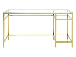 Bureau Met 2 Rekken - Gehard Glas En Staal - Goudkleurig - Tizio - Van-PASCAL MORABITO Online