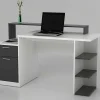 Bureau Met Opbergruimte Zacharie - Wit En Eik-Vente-unique Sale
