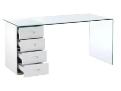 Bureau Muriel Met Opbergruimte - 4 Laden - Gehard Glas & Mdf-Vente-unique Hot