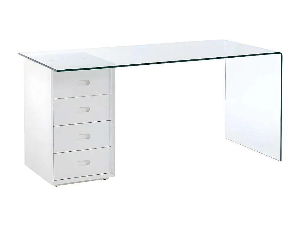 Bureau Muriel Met Opbergruimte - 4 Laden - Gehard Glas & Mdf-Vente-unique Hot