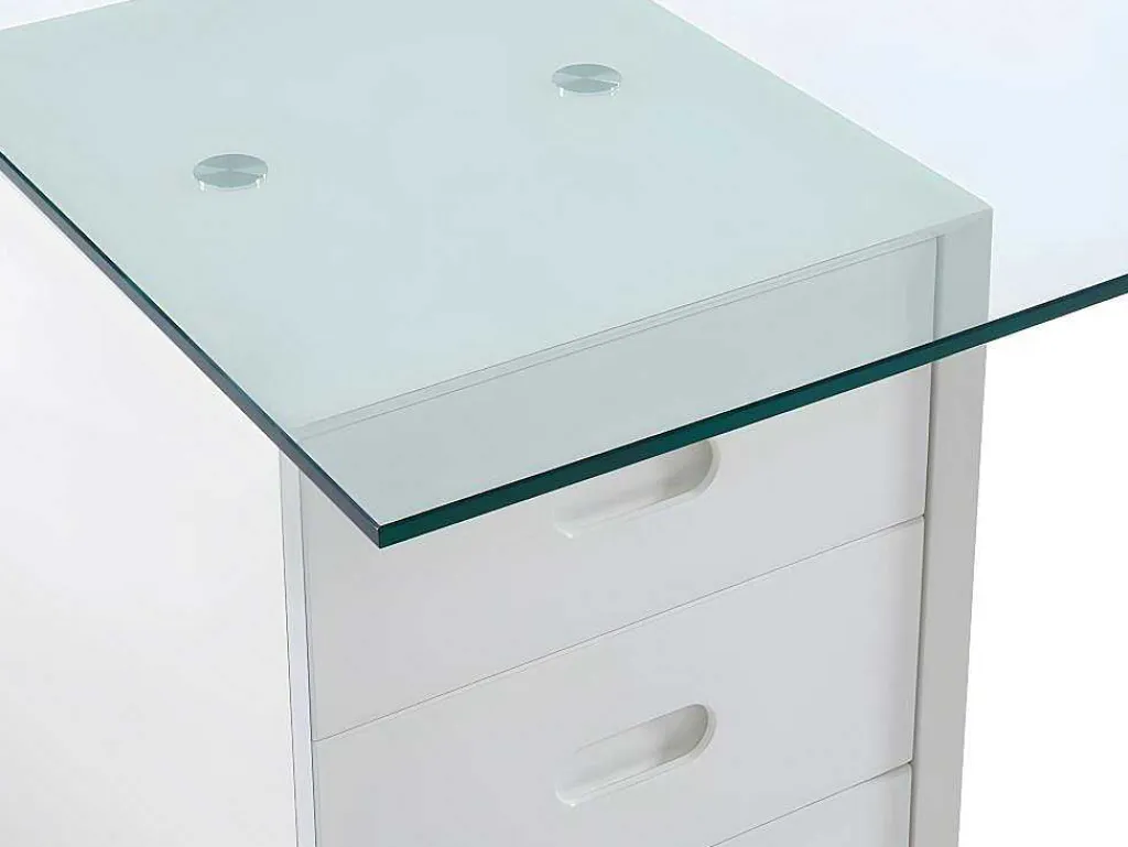 Bureau Muriel Met Opbergruimte - 4 Laden - Gehard Glas & Mdf-Vente-unique Hot