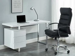 Bureau Mylan Met Opbergruimte - 3 Laden - Mdf Wit Gelakt-Vente-unique Online