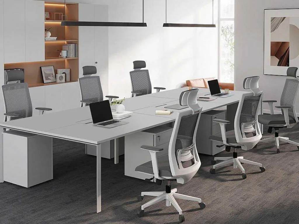 Bureaubank 6 Personen - Wit - L140 Cm - Downtown-Workēa Online
