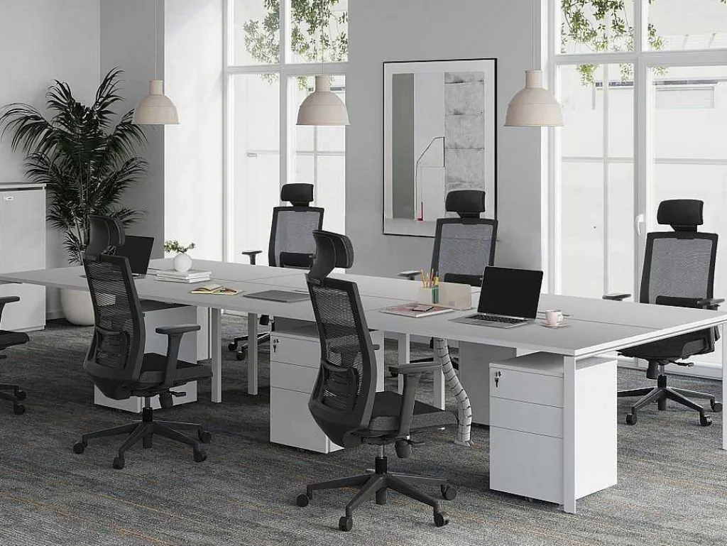 Bureaubank 6 Personen - Wit - L140 Cm - Downtown-Workēa Online