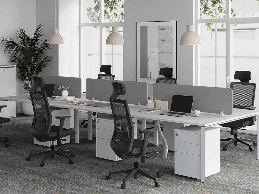 Bureaubank 6 Personen - Wit - L120 Cm - Met Tussenschotten - Downtown-Workēa Discount
