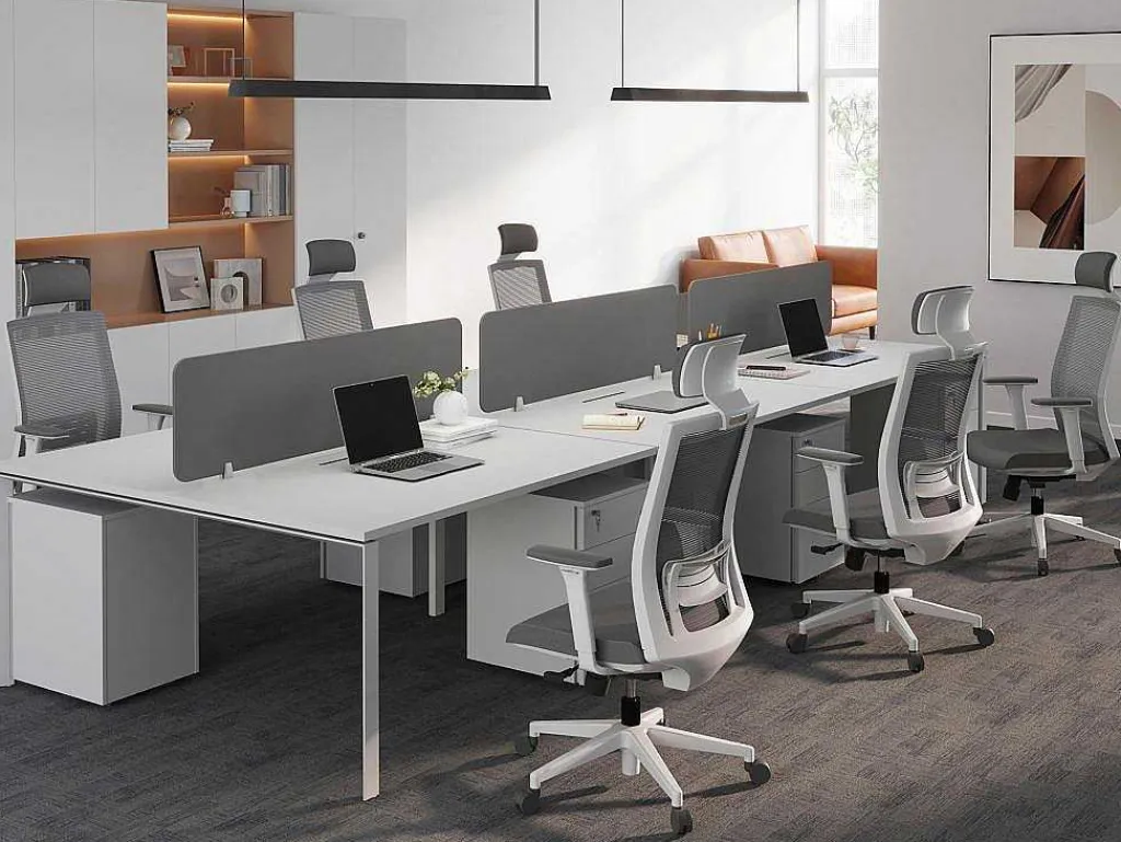 Bureaubank 6 Personen - Wit - L120 Cm - Met Tussenschotten - Downtown-Workēa Discount
