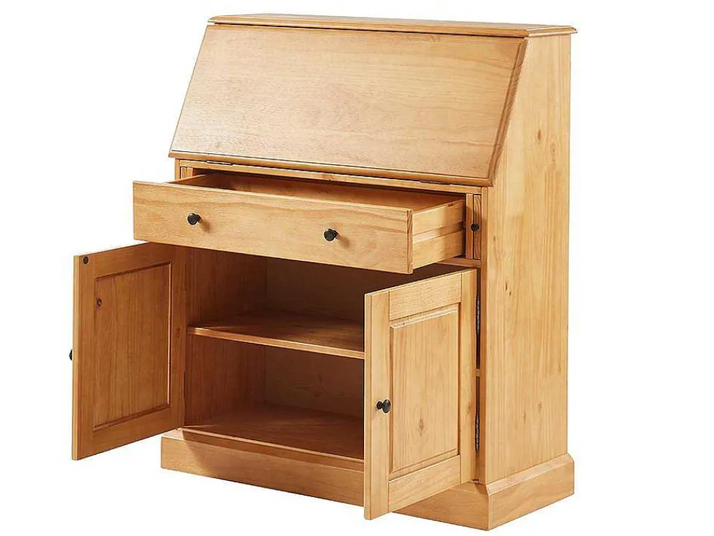 Bureaukast - Grenen En Mdf - Eikenkleur - Cleore-Vente-unique Hot