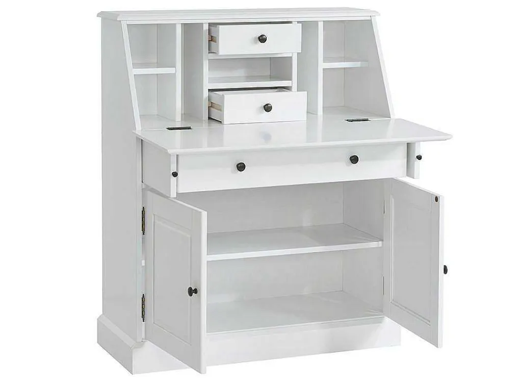 Bureaukast - Grenen En Mdf - Wit - Cleore-Vente-unique New