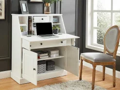 Bureaukast - Grenen En Mdf - Wit - Cleore-Vente-unique New