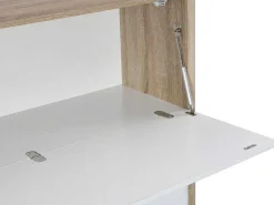 Bureaukast Met 3 Deuren - Mdf En Metaal - Naturel En Wit - Derelis-Vente-unique