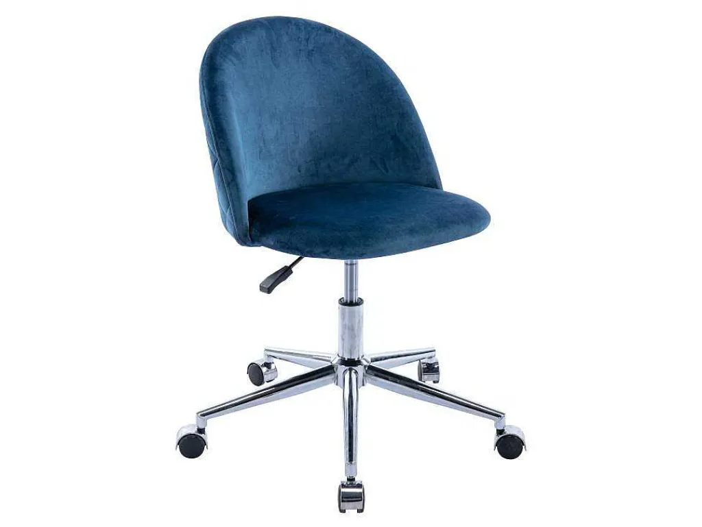 Bureaustoel - Velours - Blauw - Verstelbare Hoogte - Melbourne-Vente-unique Hot