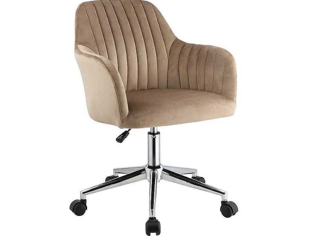 Bureaustoel Eleana - Fluweel - Verstelbare Hoogte - Beige-Vente-unique Discount