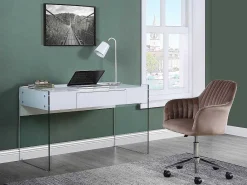 Bureaustoel Eleana - Fluweel - Verstelbare Hoogte - Beige-Vente-unique Discount