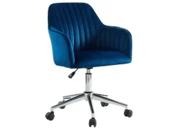 Bureaustoel Eleana - Fluweel - Verstelbare Hoogte - Blauw-Vente-unique Sale