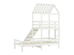 Cabine Stapelbed Met Glijbaan - 90X200Cm + 90X100Cm - Massief Grenen - Wit-ModernLuxe Clearance