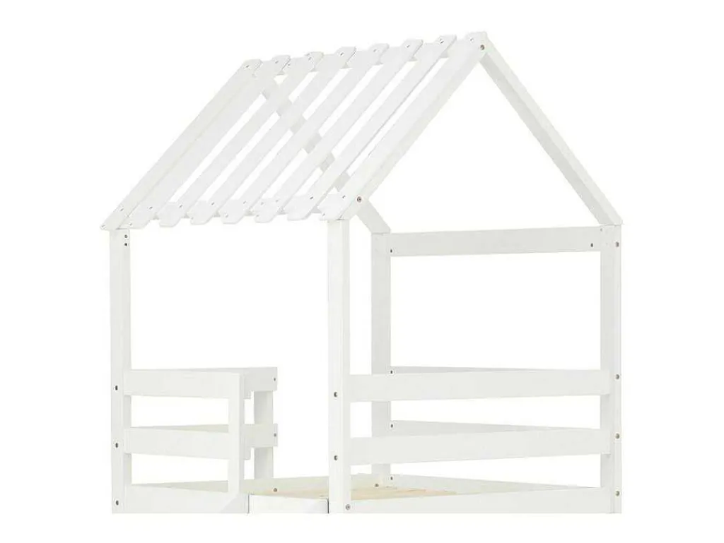Cabine Stapelbed Met Glijbaan - 90X200Cm + 90X100Cm - Massief Grenen - Wit-ModernLuxe Clearance
