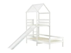 Cabine Stapelbed Met Glijbaan - 90X200Cm + 90X100Cm - Massief Grenen - Wit-ModernLuxe Clearance
