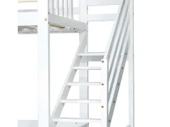 Cabine Stapelbed 90X200Cm - Massief Grenen - Met Trap En Glijbaan - Wit-ModernLuxe Sale