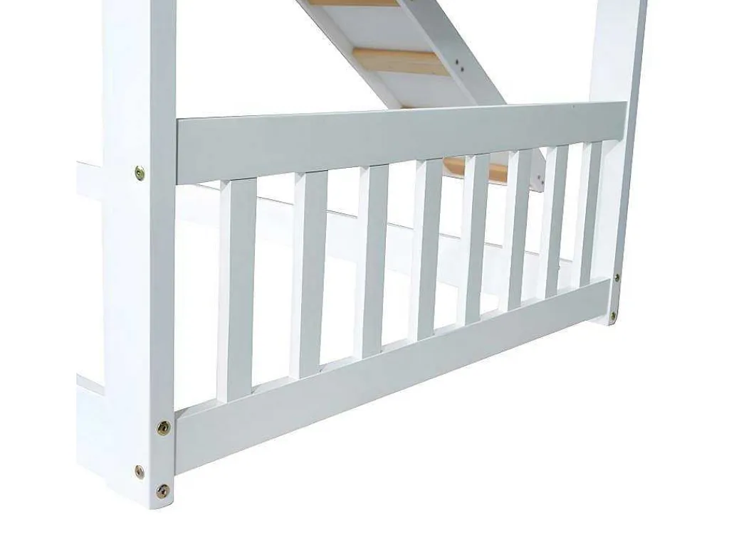 Cabine Stapelbed 90X200Cm - Massief Grenen - Met Trap En Glijbaan - Wit-ModernLuxe Sale
