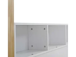 Cabinebed 90X200Cm Met Uitschuifbaar Onderschuifbed 90X190Cm - 4 Planken Op Bed - Structuur Massief Grenen - Wit-ModernLuxe Outlet