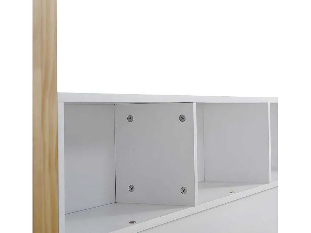 Cabinebed 90X200Cm Met Uitschuifbaar Onderschuifbed 90X190Cm - 4 Planken Op Bed - Structuur Massief Grenen - Wit-ModernLuxe Outlet