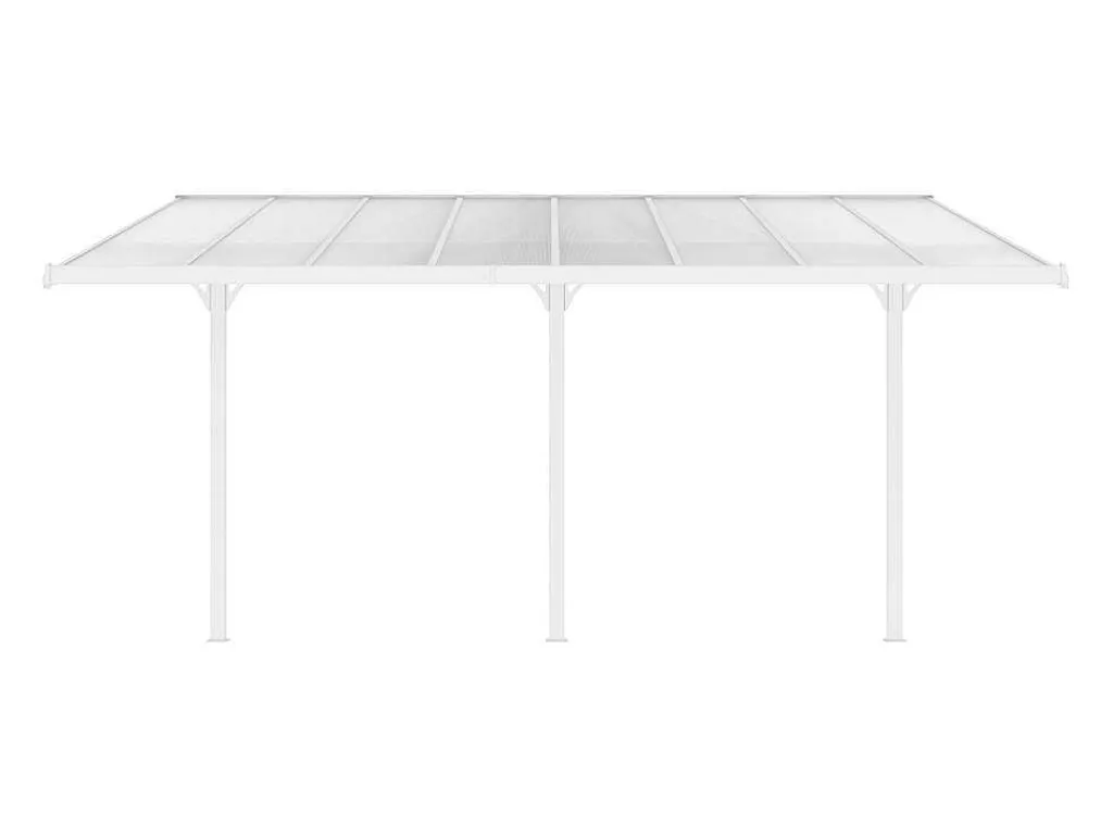 Carport Pergola Voor Tegen De Muur Van Aluminium 15,1 M Wit Alvaro-EXPERTLAND Best