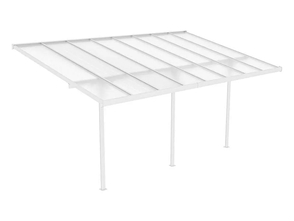 Carport Pergola Voor Tegen De Muur Van Aluminium 15,1 M Wit Alvaro-EXPERTLAND Best
