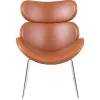 Cazy Fauteuil Kunstleer Vintage Cognac Bruin - Chromen Onderstel.-Vente-unique Online