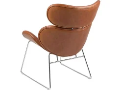 Cazy Fauteuil Kunstleer Vintage Cognac Bruin - Chromen Onderstel.-Vente-unique Online