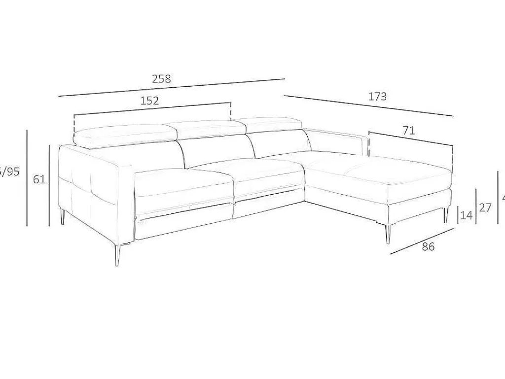 Chaise Longue Bank In Donkergrijs Leer Met Relaxmechanisme 6126-Angel Cerda Outlet