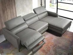 Chaise Longue Bank In Donkergrijs Leer Met Relaxmechanisme 6126-Angel Cerda Outlet