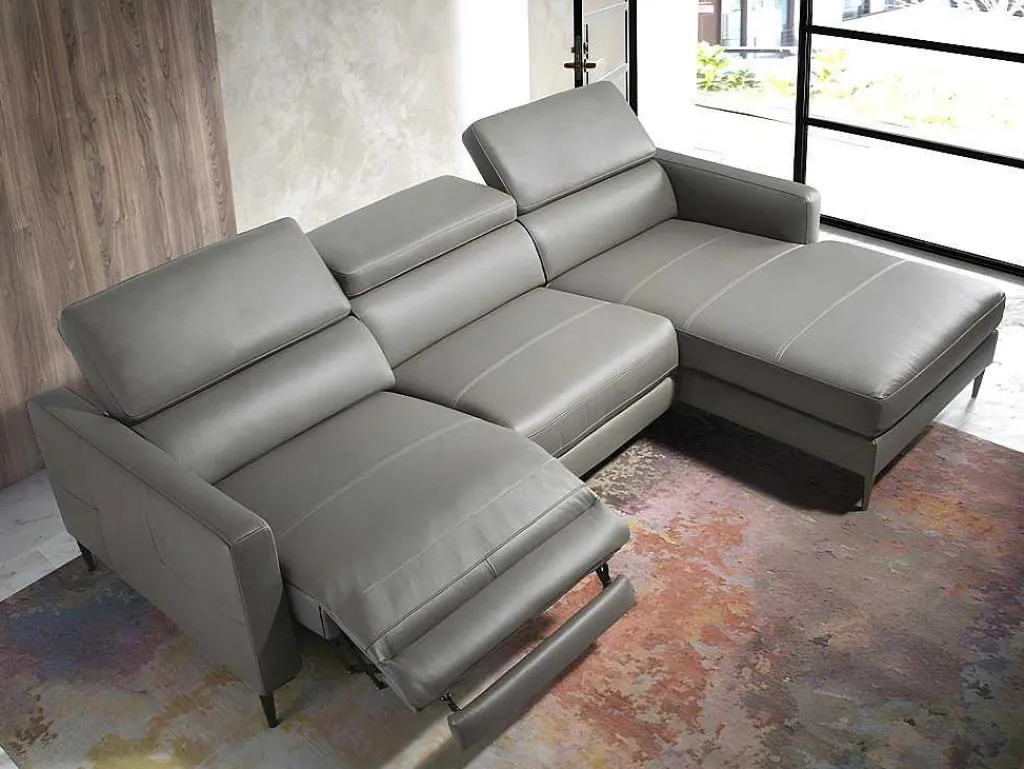 Chaise Longue Bank In Donkergrijs Leer Met Relaxmechanisme 6126-Angel Cerda Outlet