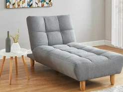 Chaise Longue Klik-Klak Van Stof - Grijs-Vente-unique Online