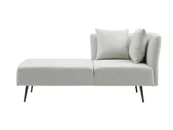 Chaise Longue Links Van Cremekleurige Stof Napasa-Vente-unique Clearance