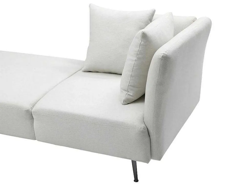 Chaise Longue Links Van Cremekleurige Stof Napasa-Vente-unique Clearance