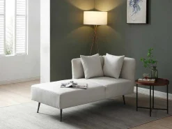 Chaise Longue Links Van Cremekleurige Stof Napasa-Vente-unique Clearance