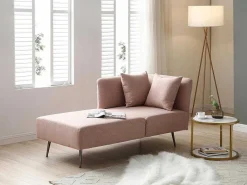 Chaise Longue Links Van Roze Stof Napasa-Vente-unique Sale