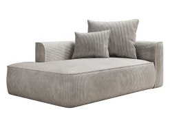 Chaise Longue Met Hoek Links Van Beige Ribfluweel Pineta-Vente-unique New