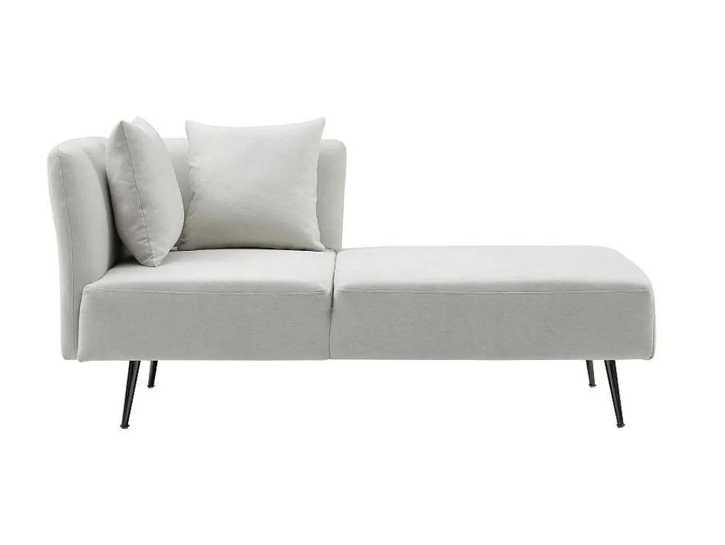 Chaise Longue Rechts Van Cremekleurige Stof Napasa-Vente-unique